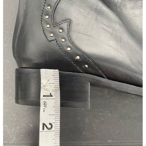 POUR LA VICTOIRE Bootie Janna Black Leather Ankle Zipper Square Studded Size 10 - Picture 12 of 13